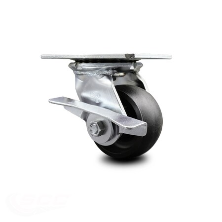 Service Caster 4 Inch Heavy Duty Glass Filled Nylon Caster with Ball Bearing and Brake SCC SCC-35S420-GFNB-SLB